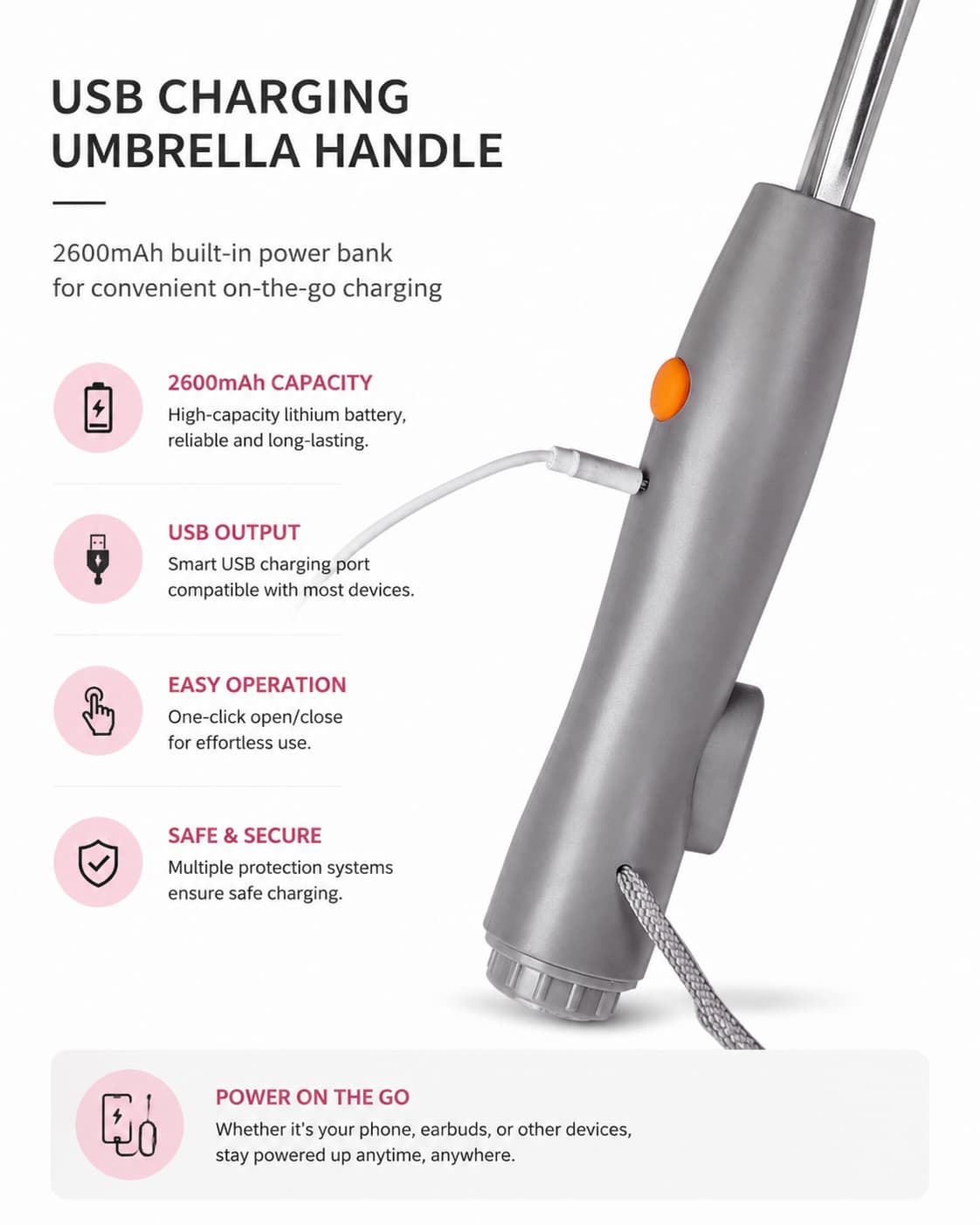Premium portable cooling umbrella used during summer theme park visits, beach walks, and outdoor events.