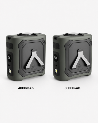 Wearable cooling waist fan shown in 4000mAh and 8000mAh battery capacity options