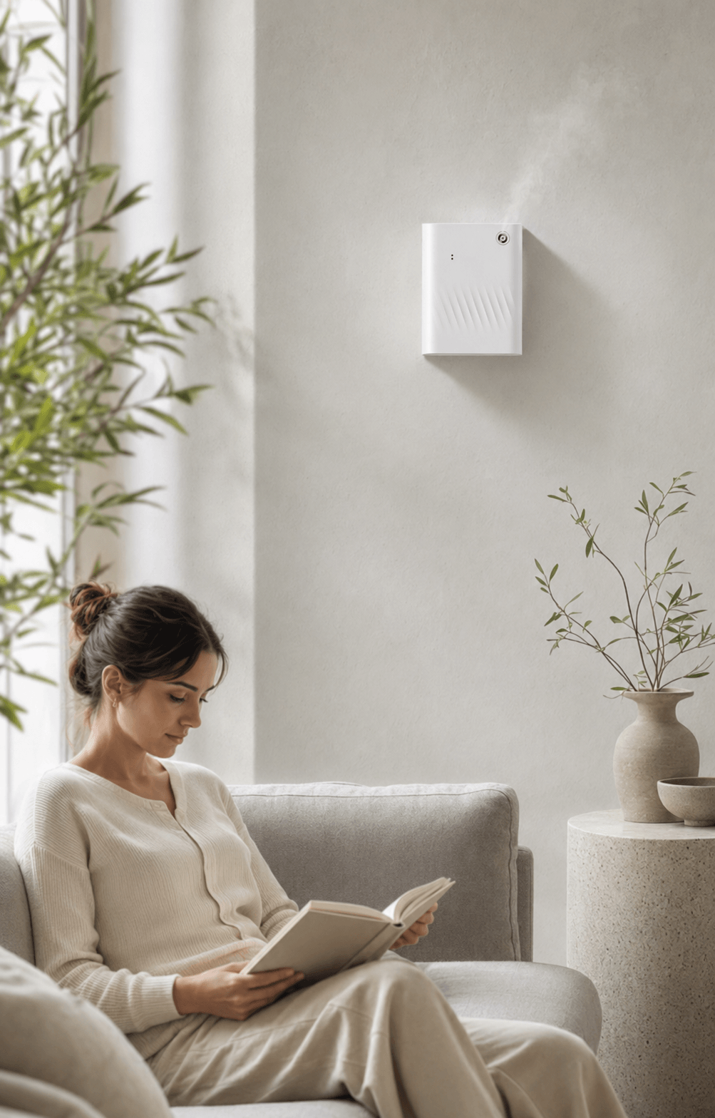 SL-01 Waterless Commercial Scent Diffuser seamlessly integrated into a luxury hotel lobby, delivering consistent fragrance for an elevated guest experience.