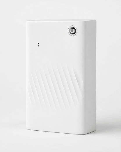 Minimalist White SL-01 Waterless Commercial Scent Diffuser with modern sleek design for luxury hotel lobby and office space.