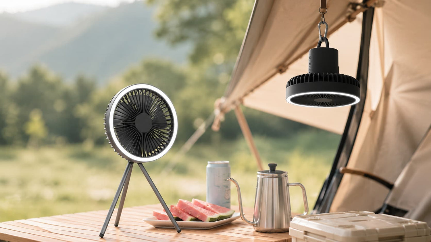 4-in-1 portable fan with hanging, desktop and handheld modes