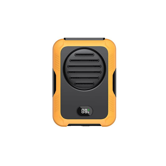 StellTails TurboClip portable waist fan in vibrant orange with silicone protection.
