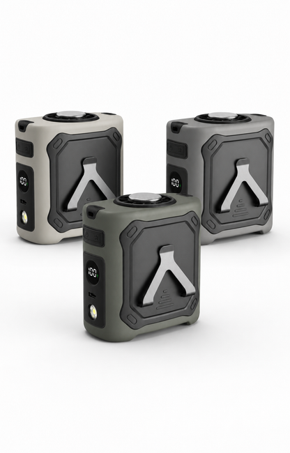 Wearable cooling waist fans in army green, khaki and graphite gray color options